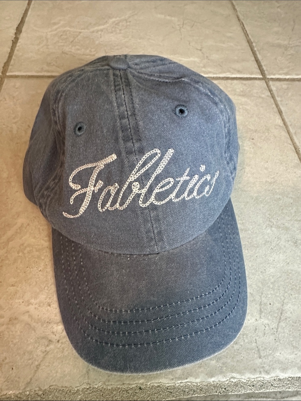 Fabletics Washed Denim Blue Script Logo Cap